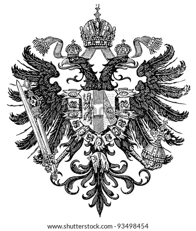 Smaller coat of arms of the Empire of Austria form Congress of Vienna 1815-1867 (Austro-Hungarian Monarchy). Publication of the book 