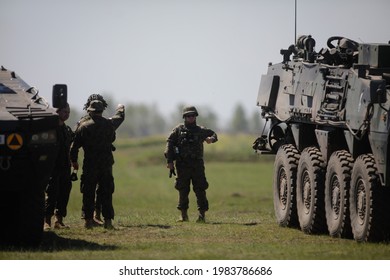 Smardan, Romania - May 11, 2021: Polish Soldiers Take Part In A Joint Military Exercise In Smardan Firing Range, Southeastern Romania.