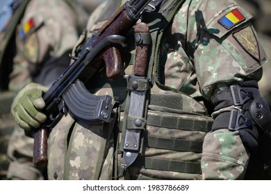 Smardan, Romania - May 11, 2021: Romanian Soldiers Take Part In A Joint Military Exercise In Smardan Firing Range, Southeastern Romania.