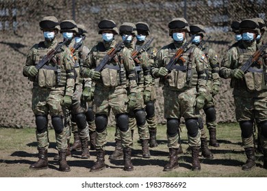 Smardan, Romania - May 11, 2021: Romanian Soldiers Take Part In A Joint Military Exercise In Smardan Firing Range, Southeastern Romania.