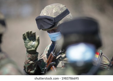 Smardan, Romania - May 11, 2021: Romanian Soldiers Take Part In A Joint Military Exercise In Smardan Firing Range, Southeastern Romania.