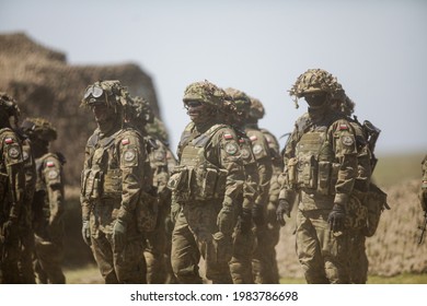 Smardan, Romania - May 11, 2021: Polish Soldiers Take Part In A Joint Military Exercise In Smardan Firing Range, Southeastern Romania.