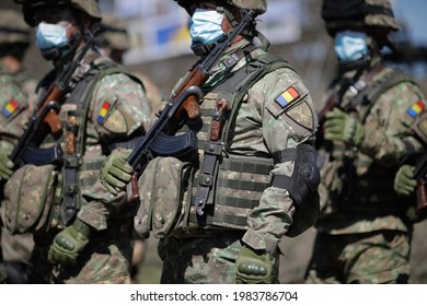 Smardan, Romania - May 11, 2021: Romanian Soldiers Take Part In A Joint Military Exercise In Smardan Firing Range, Southeastern Romania.