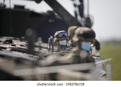 Smardan, Romania - May 11, 2021: Romanian Soldiers Take Part In A Joint Military Exercise In Smardan Firing Range, Southeastern Romania.