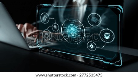 Smart AI command center concept for monitoring industry system, manufacturing reliability, services, cloud operations, AI security and uptime performance across a AI digital logs ecosystem. Corpus