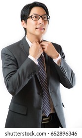 Smart Asian Business Man Dressing Up Isolated On White Background