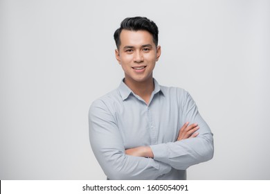 Smart Asian Business Man On White