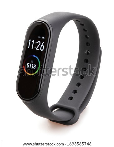 smart band fitness tracker hand path isolated on white