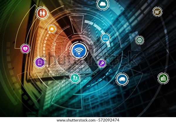 smart building and wireless
communication network concept, Internet of Things, Information
Communication Network, Smart City, Smart Grid, abstract image
visual