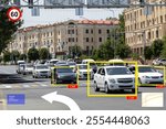 Smart car with artificial intelligence. Recognize cars and pedestrians. Accident prevention by computer. Unmanned car. Republic of Uzbekistan