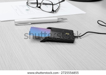 Smart card reader in professional setting.
