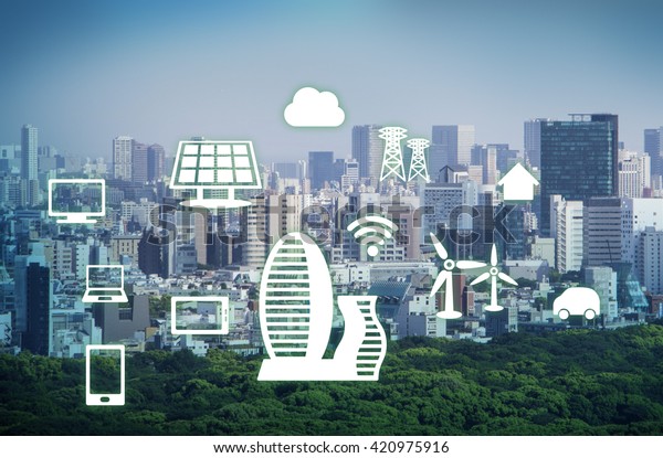 smart city, smart building, smart grid, abstract\
image visual