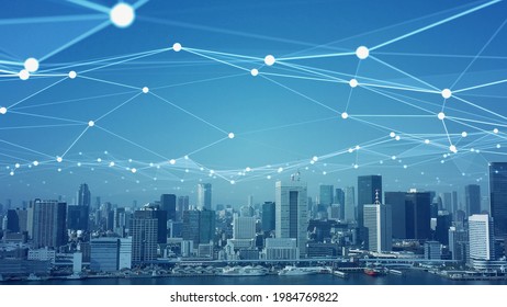 Smart city and communication network concept. 5G. IoT (Internet of Things). Telecommunication. - Shutterstock ID 1984769822