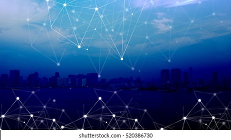 Smart City And Communication Network, ICT(Information Communication Technology), Digital Transformation, Abstract Image Visual