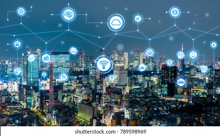 Smart city concept. IoT(Internet of Things). ICT(Information Communication Technology). - Shutterstock ID 789598969