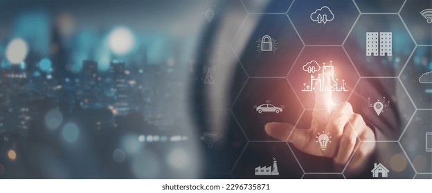 Smart city concept. Utilizing digital infrastructure to create efficient and sustainable solutions for transportation, energy, waste management, communication, other servicee by using data analytics. - Powered by Shutterstock - Get 15% off with code: PIKWIZARD15