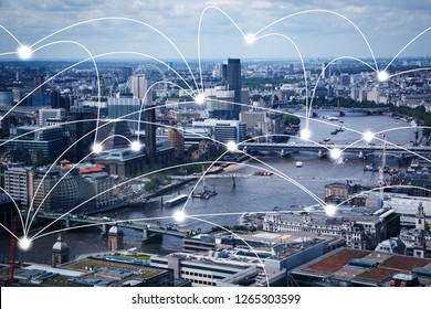 Smart City And Connection Lines. Internet Concept Of Global Business, London, UK