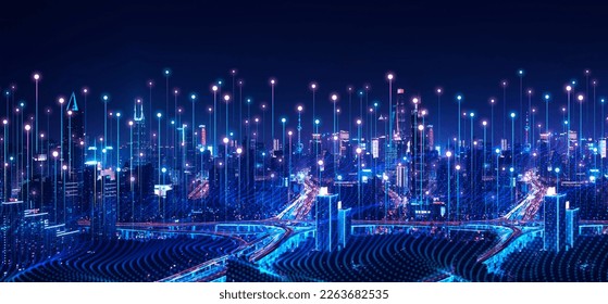 Smart city and digital transformation.Big data connection technology. Telecommunication and communication network concept.	 - Powered by Shutterstock