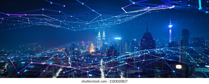 Smart city and intelligent communication network of things ,wireless connection technologies concept - Shutterstock ID 2183020827