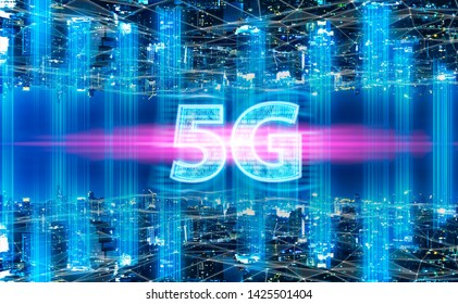 Smart city and internet of things, wireless communication network, abstract image visual,IoT Internet of Things,5G network digital hologram.