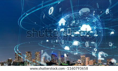 Smart city and IoT (Internet of Things) concept. ICT (Information Communication Technology).
