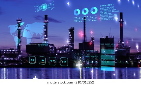 Smart city power energy industry sustainable oil gas plant control IOT internet of thing ICT digital technology futuristic, automation management smart digital technology security and  - Powered by Shutterstock