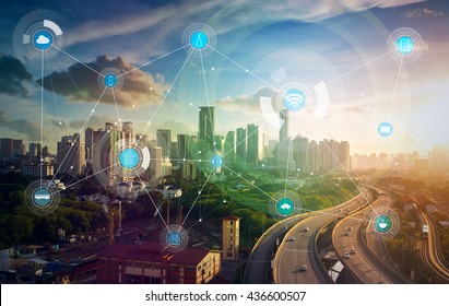 Smart City And Wireless Communication Network, Abstract Image Visual, Internet Of Things