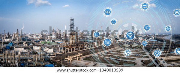 Smart factory concept. Internet of Things.\
Factory Automation. Sensor\
network