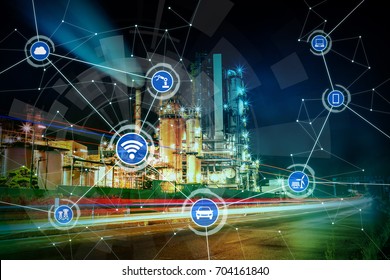 smart factory and Internet of Things. Sensor network. Factory Automation. conceptual mixed media. - Powered by Shutterstock