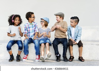 Smart Fashionable Cheerful Children Concept