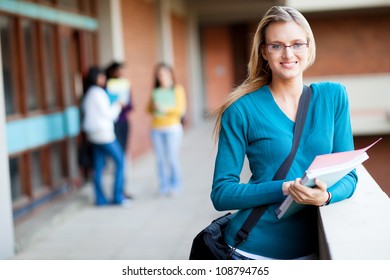 Smart Female College Student On Campus