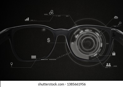 Smart glasses, VR virtual reality, and AR augmented reality technology. Smart glasses with futuristic technology graphics - Powered by Shutterstock