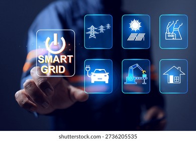A smart grid concept or modernized electrical network that integrates advanced digital technologies sensors with engineer operate two-way communication of electricity generation sources