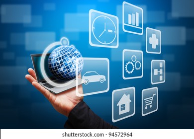 Smart hand grab the globe of multi icon