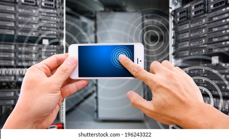 Smart hand touch on mobile phone - Powered by Shutterstock