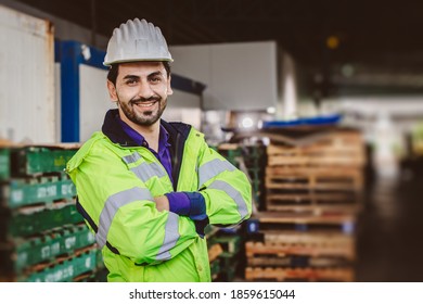 Smart Hispanic latin engineer worker working in logistic port cargo 
crossed arms smiling looking confidence. - Powered by Shutterstock