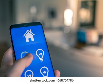 Smart home automation, cell phone device that controls the lights in the house.