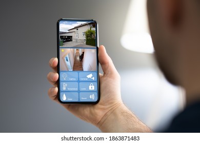 Smart Home CCTV Security On Mobile Phone Or Smartphone