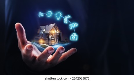 Smart home concept. Remote home control in a mobile application