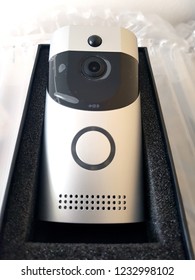 Smart Home Solutions: Smart Wireless Doorbell With Camera, Microphone, Motion Sensor Has Just Arrived And Is Getting Unpacked.