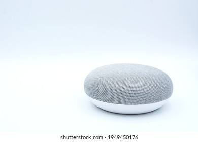 Smart Home Speaker Isolated On White, Bright Background 