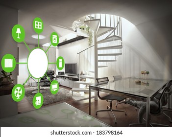 Smart House Device Illustration With App Icons