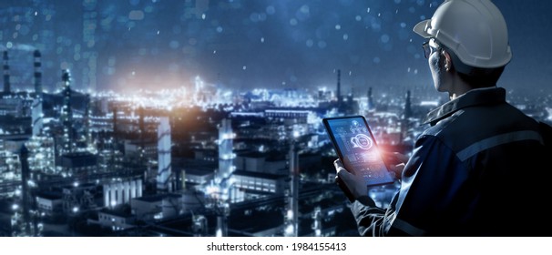 Smart industry 4.0 technology concept, engineer using data and control networking for sustainable energy, sustainable development, energy saving, increase productivity and  efficiency management  - Shutterstock ID 1984155413