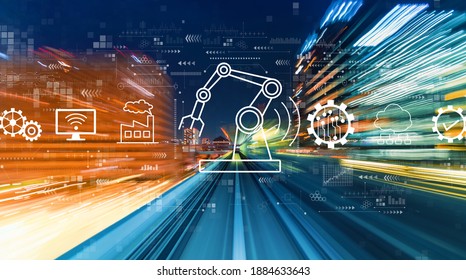 Smart industry concept with abstract high speed technology motion blur