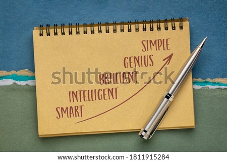 smart, intelligence, brilliant, genius and simple - five levels of intellect in ascending order according to Einstein