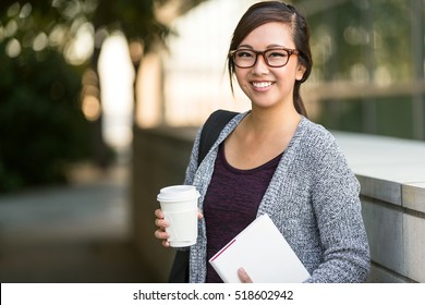 Smart Intelligent Grad Student Glasses Confident Happy At University Hall Walking To Class