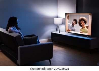 Smart Led Tv Living Room Night Stock Photo 2140726021 | Shutterstock