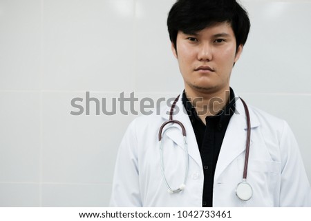 Smart Man Doctor Portrait on White Background