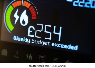 Smart Meter with Budget Exceeded Warning - Shutterstock ID 2131530483