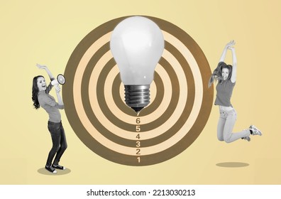 Smart people with a huge light bulb and target sign - Shutterstock ID 2213030213